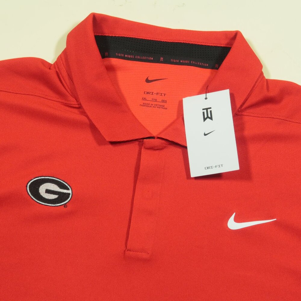 Nike Tiger Woods Georgia Bulldogs Golf Polo Shirt Mens 2XL Red Lightweight New